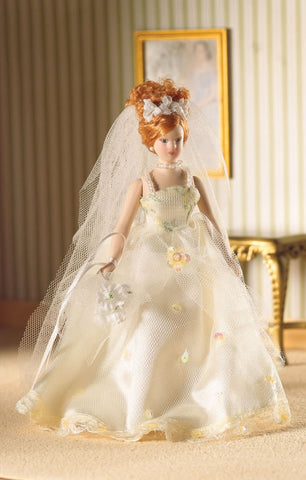 12th scale dollhouse miniature bridal porcelain doll