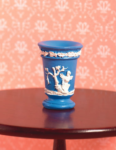 1/12 scale dollhouse miniature blue and white vase