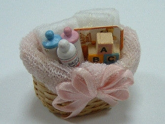 12th scale dollshouse miniature  baby basket