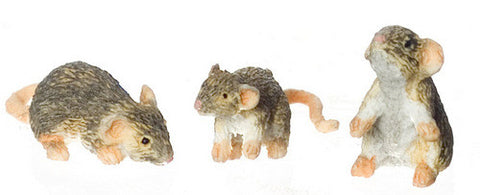 12th scale dollshouse miniature set of 3 mice 4 to choose from