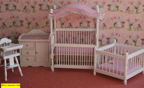 12th scale dollhouse miniature complete nursery set