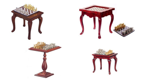 12th scale dollhouse miniature chess set and table