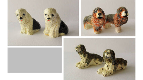 1:12 scale dolls house miniature pairs of dogs.