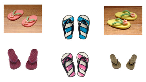 1:12 scale dolls house miniature flip flops/sandals 6 to choose from.