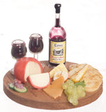 12th scale dollhouse miniature cheese and wine