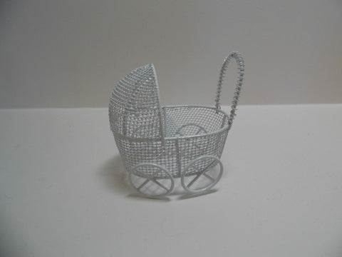 12th scale dollshouse miniature white wire pram