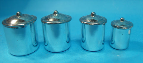 12th scale dollshouse miniature a set of stainless steel cannisters