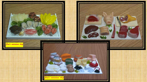 12th scale handmade slabs of food three to choose from