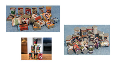 12th scale dollhouse miniature food cans and packets