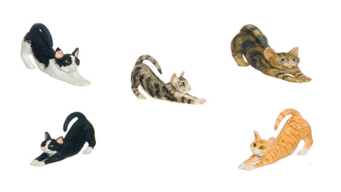 1:12 scale dollhouse miniature cats stretching