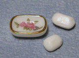 1/12 scale dollshouse miniature toilet brush soap dish, perfume jar