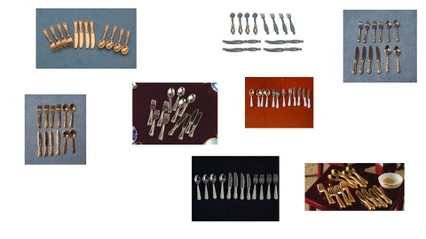 1:12 scale dollhouse miniature selection of cutlery sets